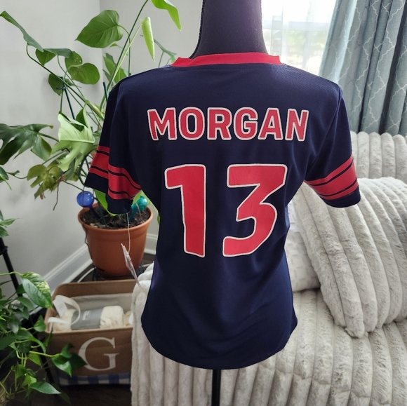 USA Soccer Navy and Red V-Neck T-Shirt #13 Alex Morgan USWNT Womens Size Small - Picture 3 of 6